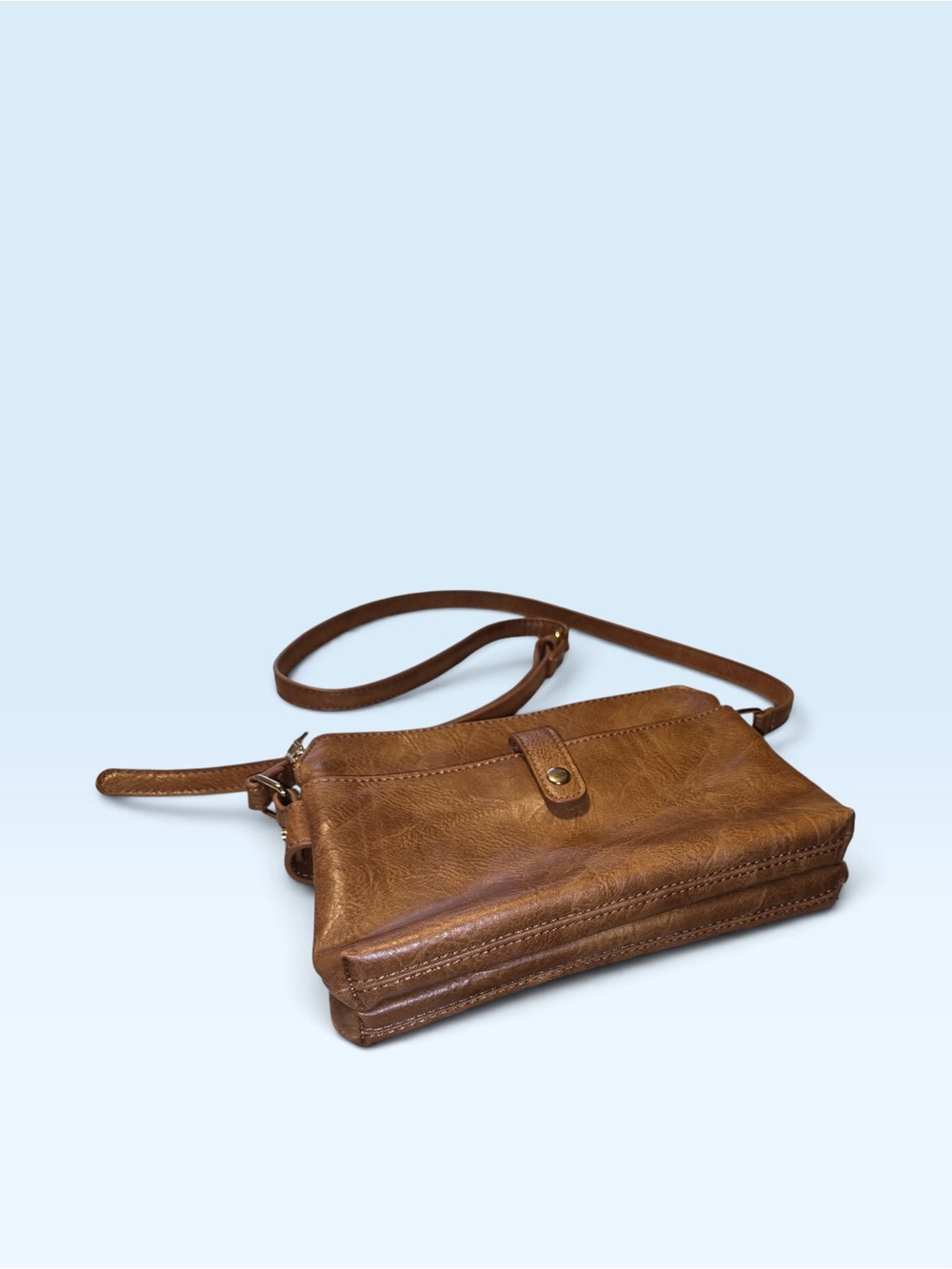 Anuk Krave Brown Crossbody Bag with Snap Strap